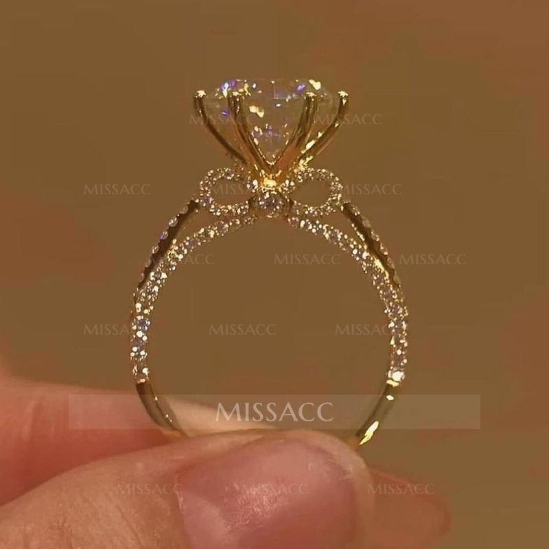 Moissanite Bow Base Design 2.0 Carat Engagement Ring