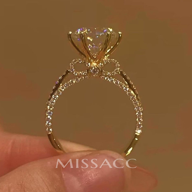 Moissanite Bow Base Design 2.0 Carat Engagement Ring Moissanite Bow Base Design 2.0 Carat Engagement Ring