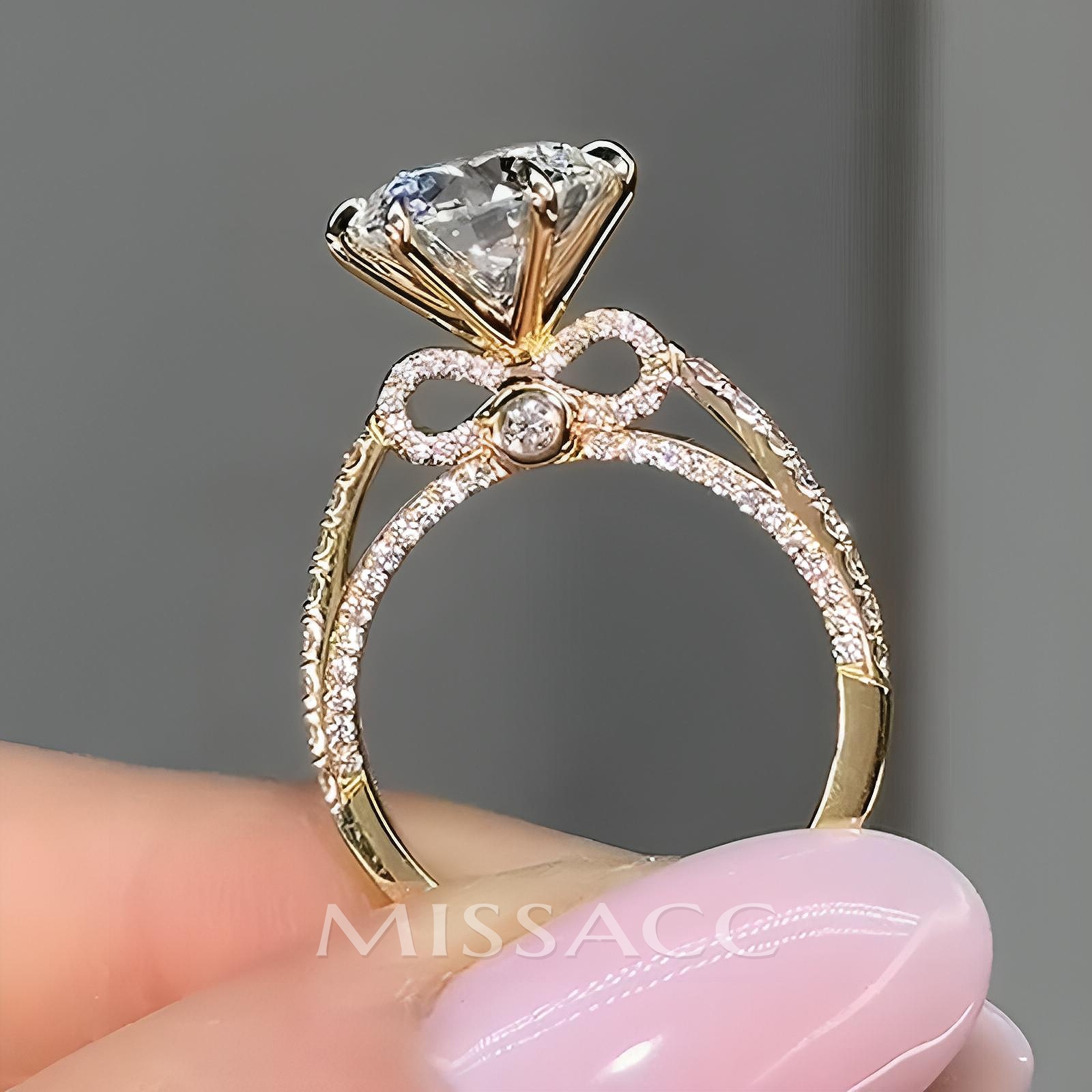Moissanite Bow Base Design 2.0 Carat Engagement Ring Moissanite Bow Base Design 2.0 Carat Engagement Ring