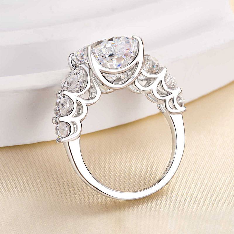 Luxury Crushed Ice Oval Cut Seven Stone Engagement Ring