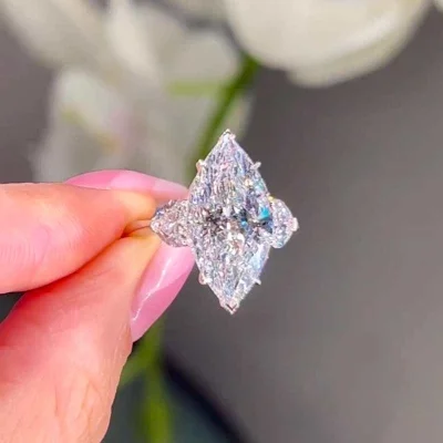 Handcrafted 5ct Marquise Cut Classic Sterling Silver Engagement Ring