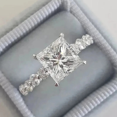 3CT Princess Cut Wedding Engagement Ring 925 Sterling Silver