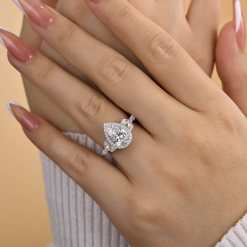 Special Halo Pear Cut Engagement Ring