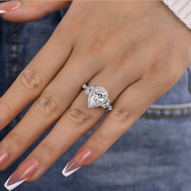 Special Halo Pear Cut Engagement Ring