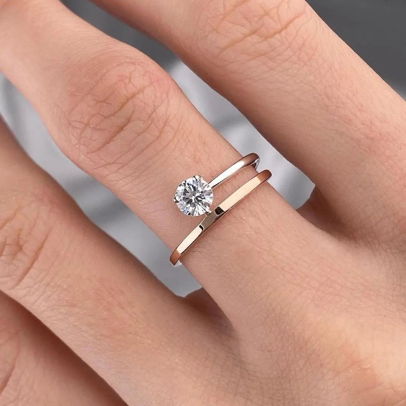 Rose Gold Round Cut White Gold Engagement Ring For Woman