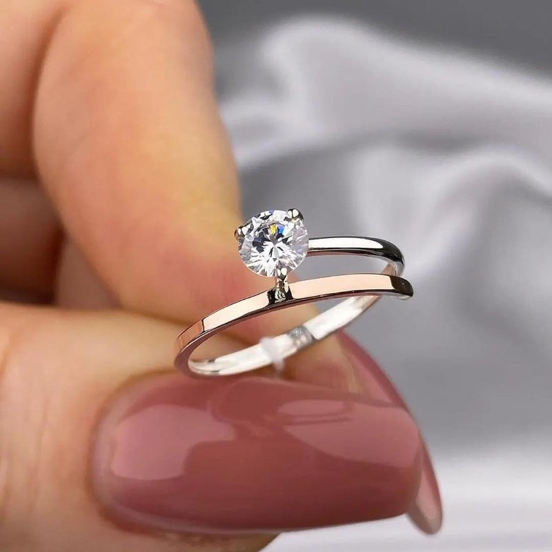 Rose Gold Round Cut White Gold Engagement Ring For Woman