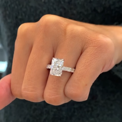 4CT Radiant Cut Moissanite Engagement Rings In Sterling Silver