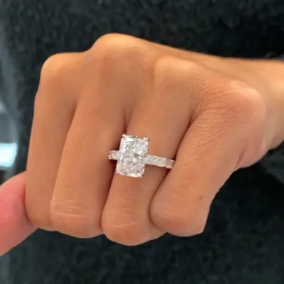 4CT Radiant Cut Moissanite Engagement Rings In Sterling Silver