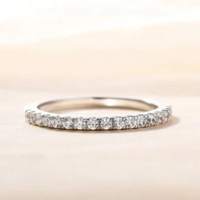 Classic Full Eternity Thin Wedding Band For Women In Sterling Silver