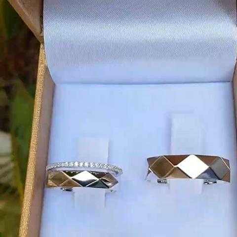 Fashion Rings For Couples Wedding Band Set In Sterling Silver
