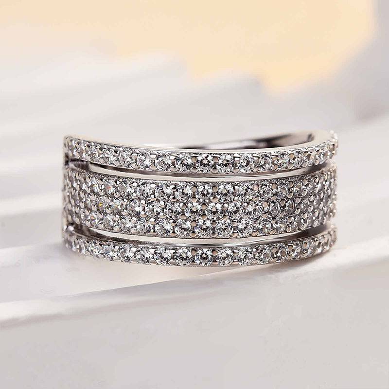 Unique Wide Women's Wedding Band In Sterling Silver