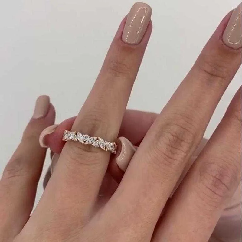 Fashion Design Marquise Cut & Round Cut Wedding Band In Sterling Silver