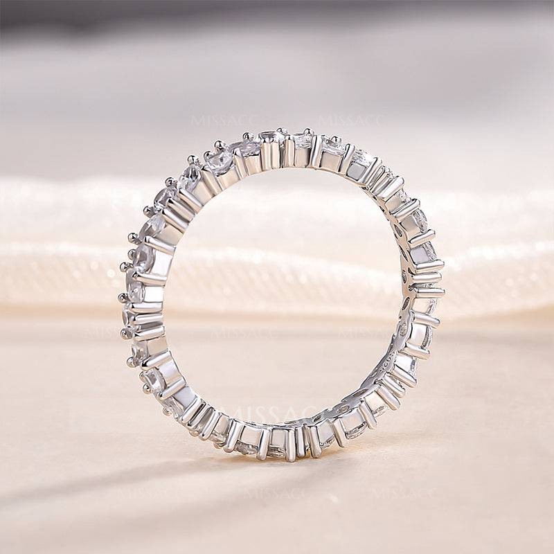 Fashion Design Marquise Cut & Round Cut Wedding Band In Sterling Silver