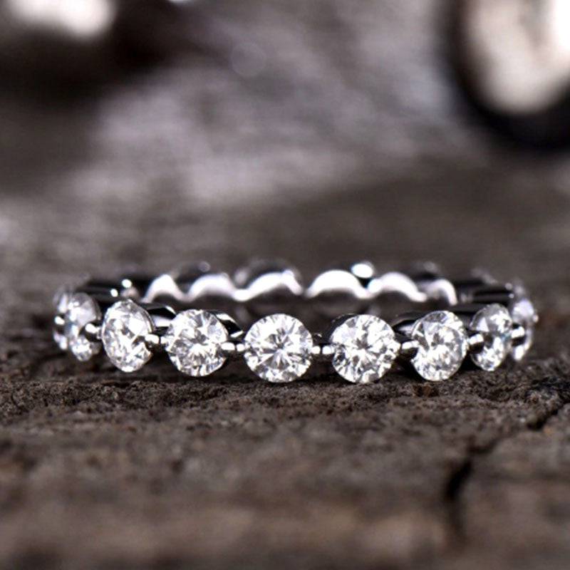 Four Row Full Eternity Stackable Band Set In Sterling Silver