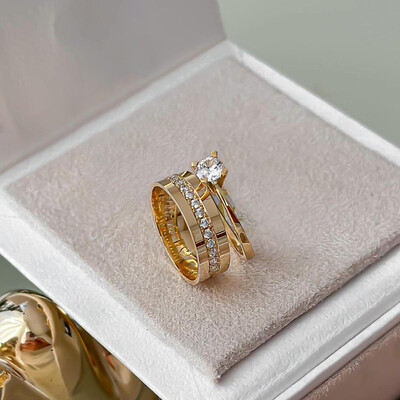 Fashion Rings For Couples Wedding Band Set In Sterling Silver