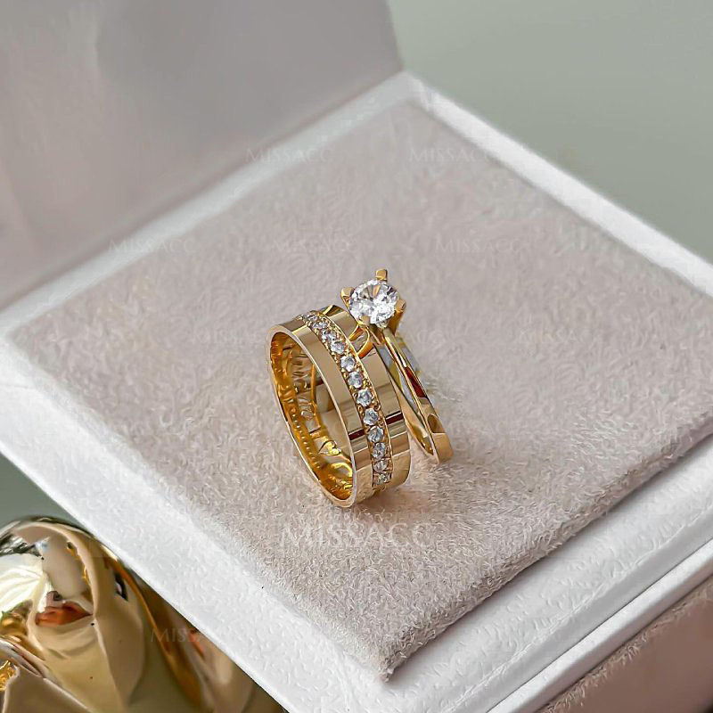 Fashion Rings For Couples Wedding Band Set In Sterling Silver