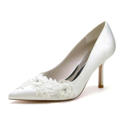 Stiletto Heel Point Toe Silk Like Satin Wedding Shoes