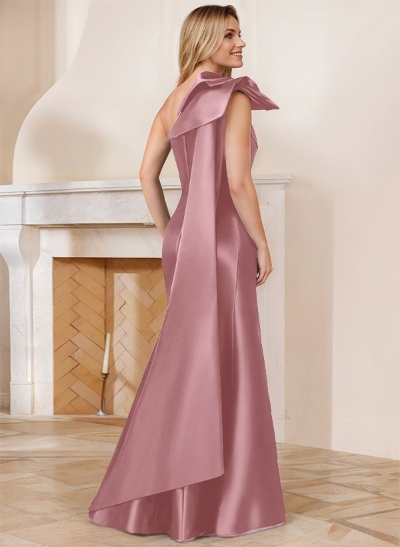 Trumpet/Mermaid One-Shoulder Sleeveless Satin Bridesmaid Dresses With Bow(s)