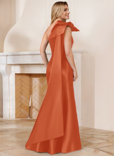 Trumpet/Mermaid One-Shoulder Sleeveless Satin Bridesmaid Dresses With Bow(s)