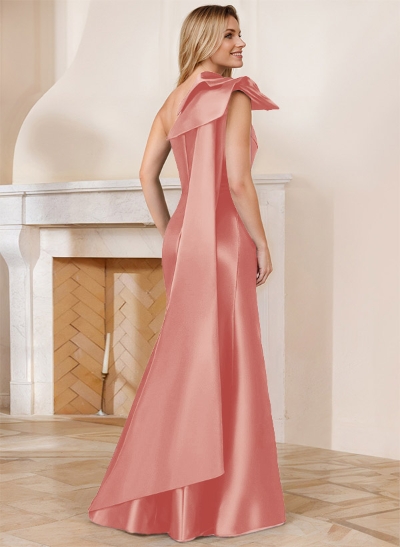 Trumpet/Mermaid One-Shoulder Sleeveless Satin Bridesmaid Dresses With Bow(s)