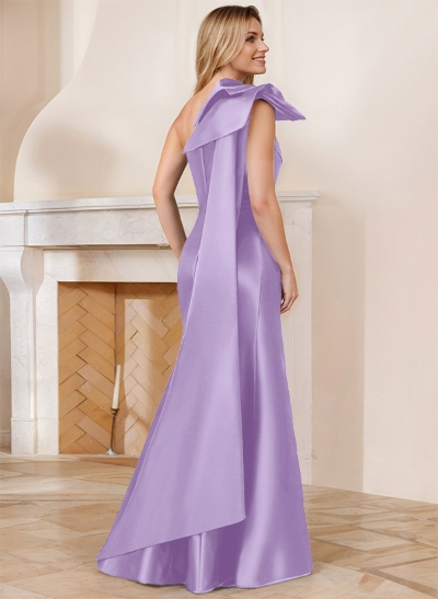 Trumpet/Mermaid One-Shoulder Sleeveless Satin Bridesmaid Dresses With Bow(s)