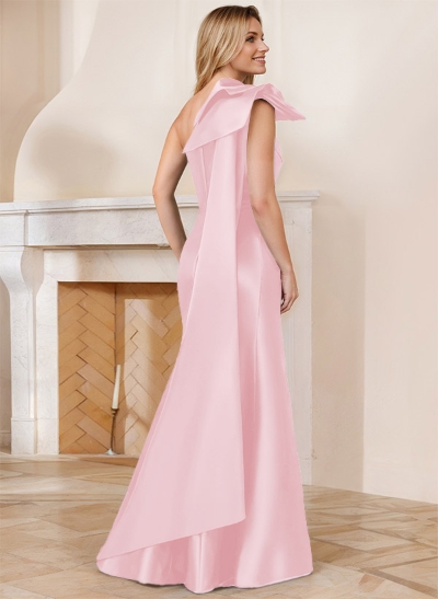 Trumpet/Mermaid One-Shoulder Sleeveless Satin Bridesmaid Dresses With Bow(s)