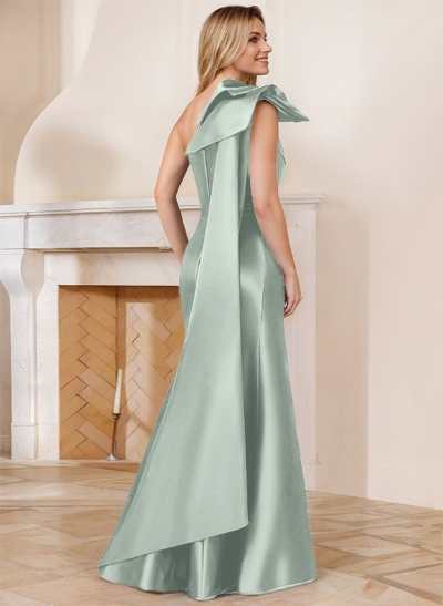 Trumpet/Mermaid One-Shoulder Sleeveless Satin Bridesmaid Dresses With Bow(s)