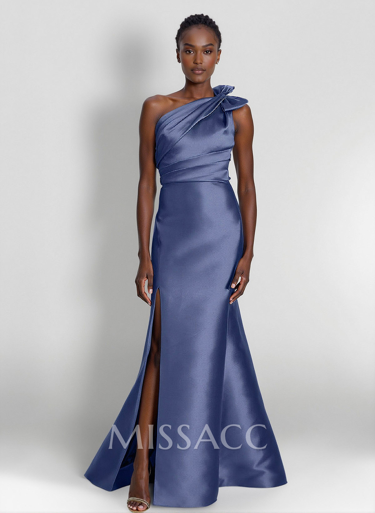 Trumpet/Mermaid One-Shoulder Sleeveless Satin Bridesmaid Dresses With High Split