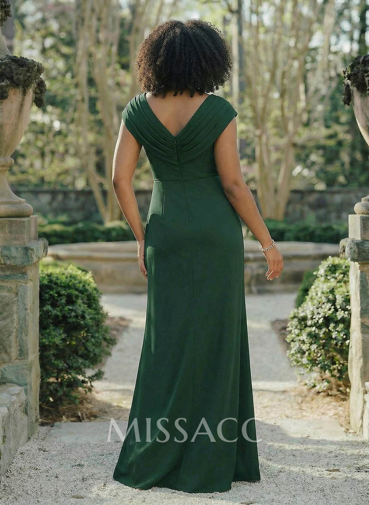 Sheath/Column V-Neck Sleeveless Crepe Satin Bridesmaid Dresses With Pleated Sheath/Column V-Neck Sleeveless Crepe Satin Bridesmaid Dresses With Pleated