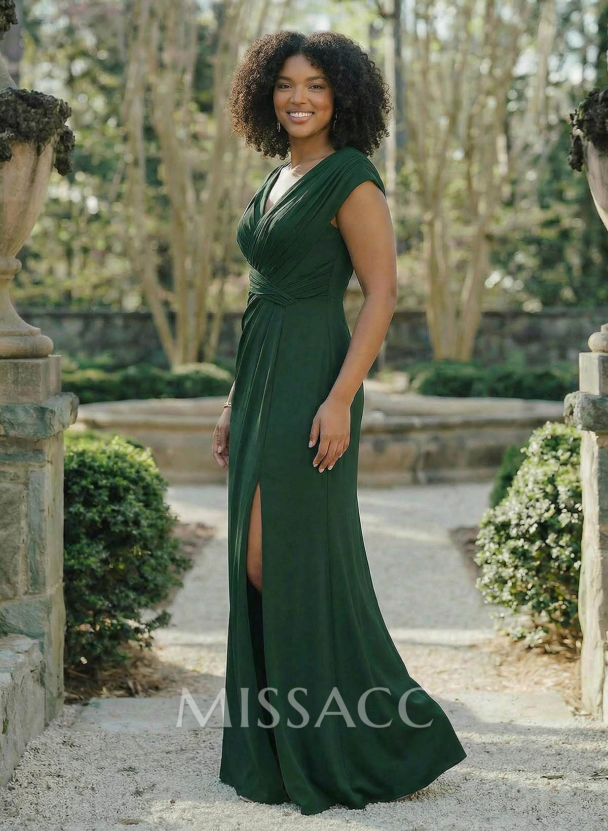 Sheath/Column V-Neck Sleeveless Crepe Satin Bridesmaid Dresses With Pleated Sheath/Column V-Neck Sleeveless Crepe Satin Bridesmaid Dresses With Pleated