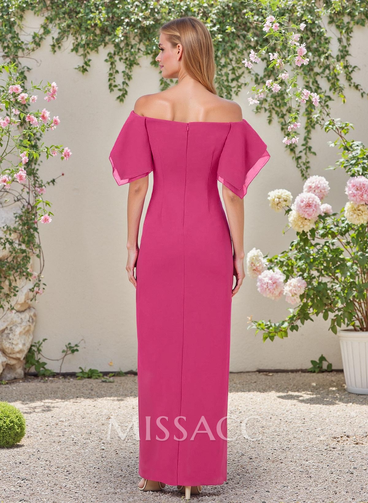 Sheath/Column Off-The-Shoulder Chiffon Bridesmaid Dresses With Ruffle/High Split Sheath/Column Off-The-Shoulder Chiffon Bridesmaid Dresses With Ruffle/High Split