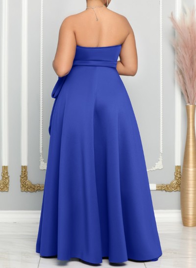 A-Line Sweetheart Sleeveless Satin Bridesmaid Dresses With Bow(s)/High Split
