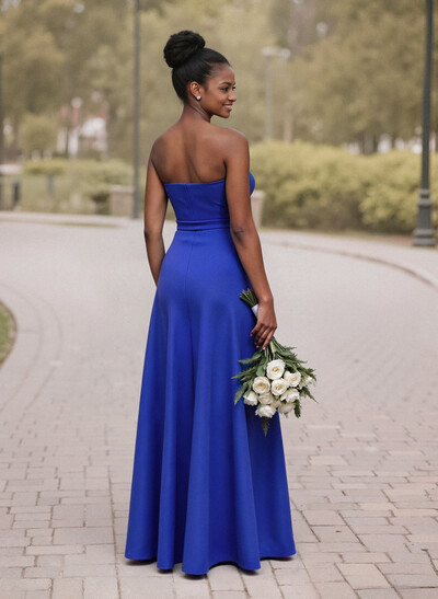 A-Line Sweetheart Sleeveless Satin Bridesmaid Dresses With Bow(s)/High Split