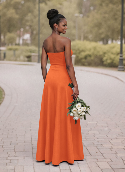 A-Line Sweetheart Sleeveless Satin Bridesmaid Dresses With Bow(s)/High Split