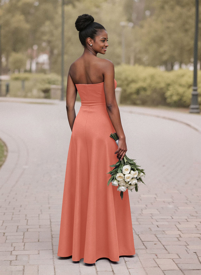 A-Line Sweetheart Sleeveless Satin Bridesmaid Dresses With Bow(s)/High Split