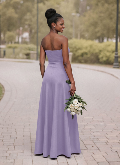 A-Line Sweetheart Sleeveless Satin Bridesmaid Dresses With Bow(s)/High Split