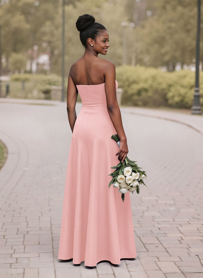 A-Line Sweetheart Sleeveless Satin Bridesmaid Dresses With Bow(s)/High Split