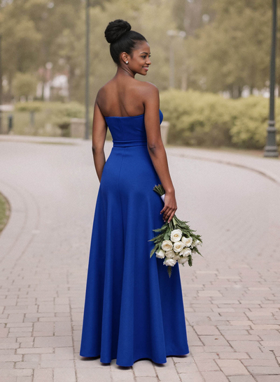 A-Line Sweetheart Sleeveless Satin Bridesmaid Dresses With Bow(s)/High Split