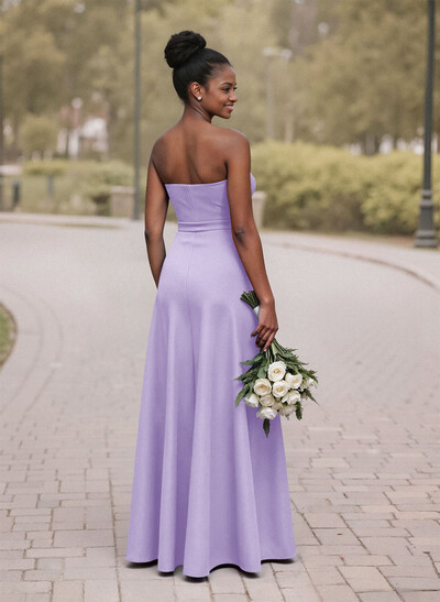 A-Line Sweetheart Sleeveless Satin Bridesmaid Dresses With Bow(s)/High Split