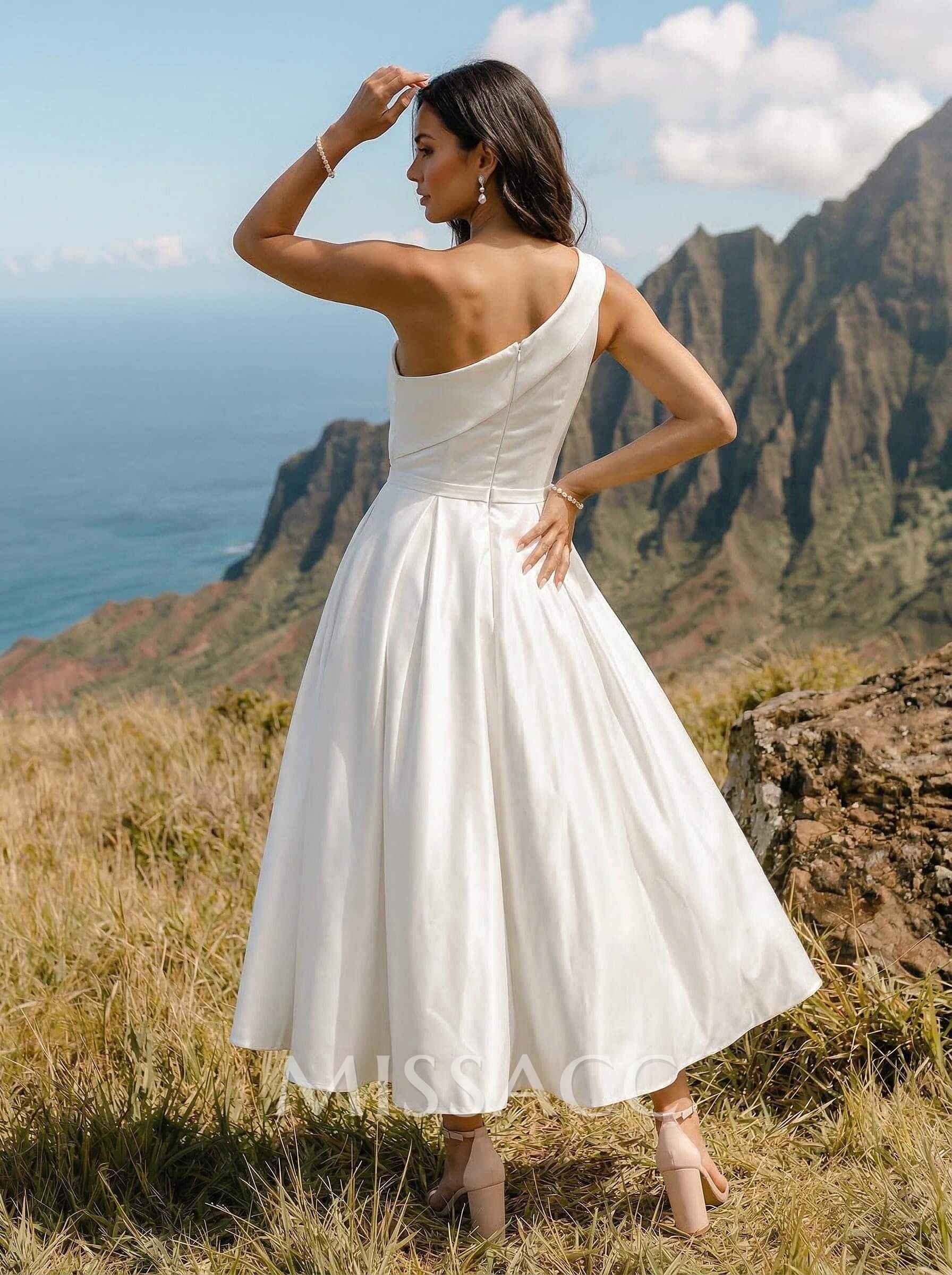 A-Line One-Shoulder Sleeveless Satin(Non-Stretch) Bridesmaid Dresses A-Line One-Shoulder Sleeveless Satin(Non-Stretch) Bridesmaid Dresses