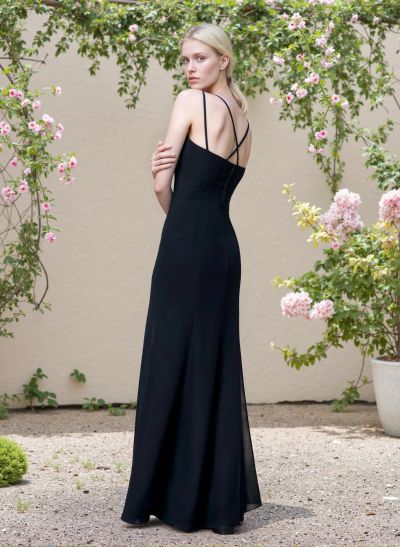 A-Line V-Neck Chiffon Bridesmaid Dresses With High Split