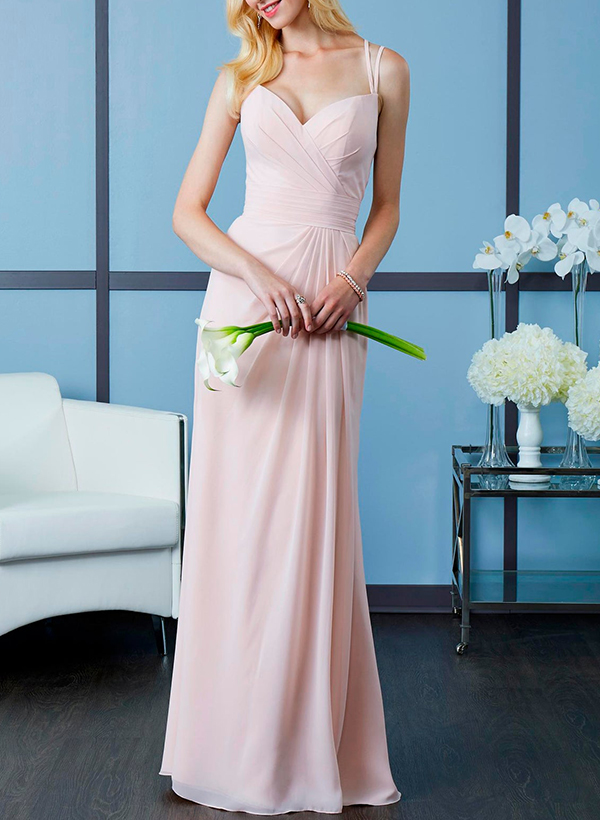 Sheath/Column V-Neck Sleeveless Chiffon(Non-Stretch) Bridesmaid Dresses