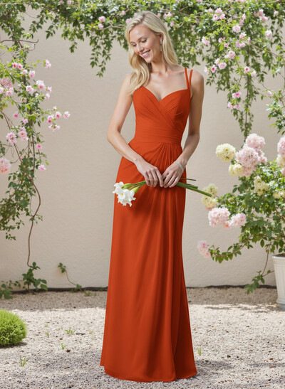 Sheath/Column V-Neck Sleeveless Chiffon(Non-Stretch) Bridesmaid Dresses