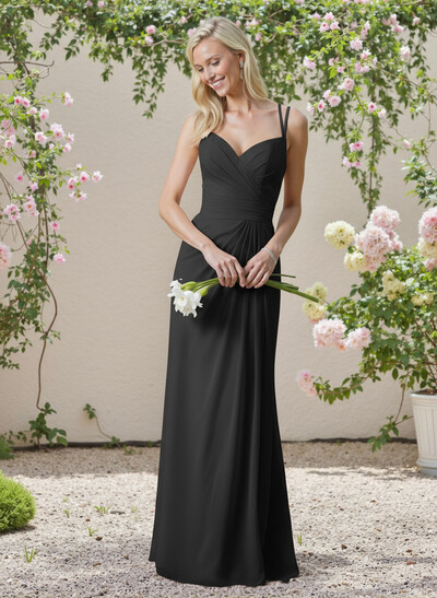 Sheath/Column V-Neck Sleeveless Chiffon(Non-Stretch) Bridesmaid Dresses