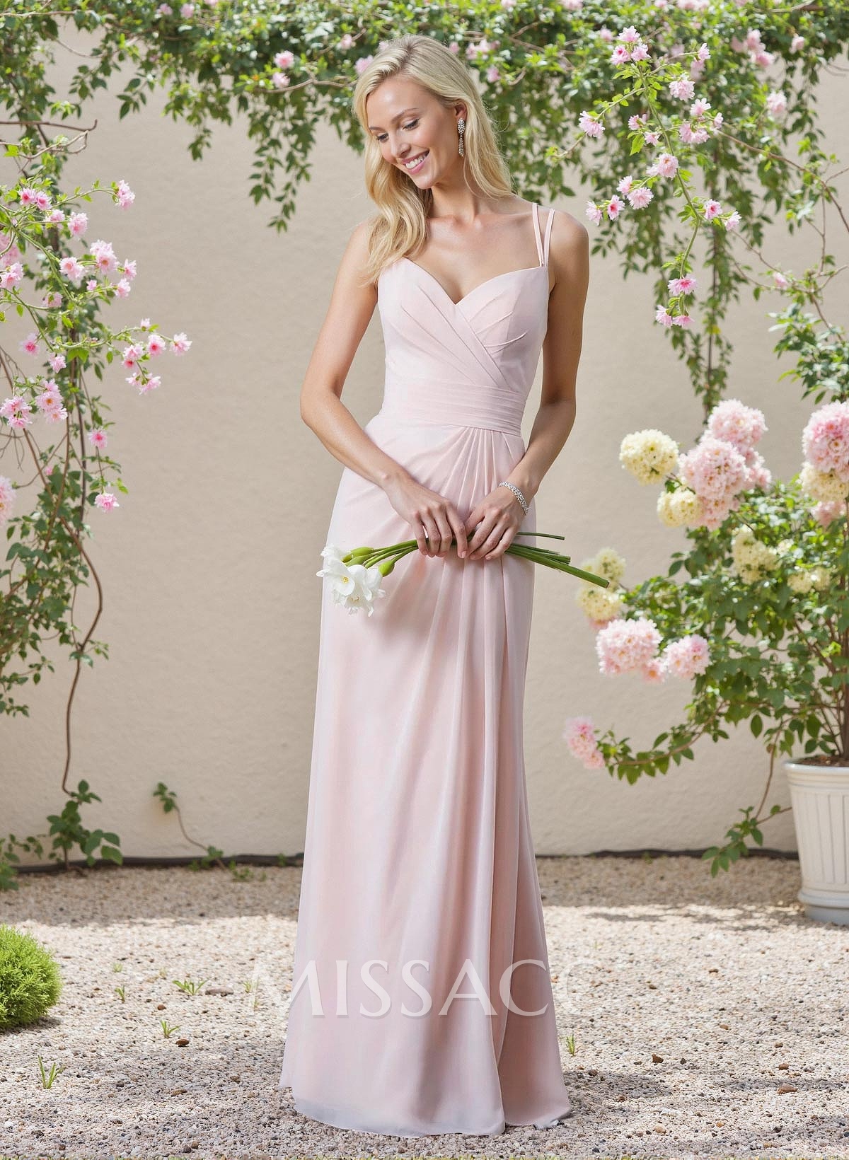 Sheath/Column V-Neck Sleeveless Chiffon(Non-Stretch) Bridesmaid Dresses