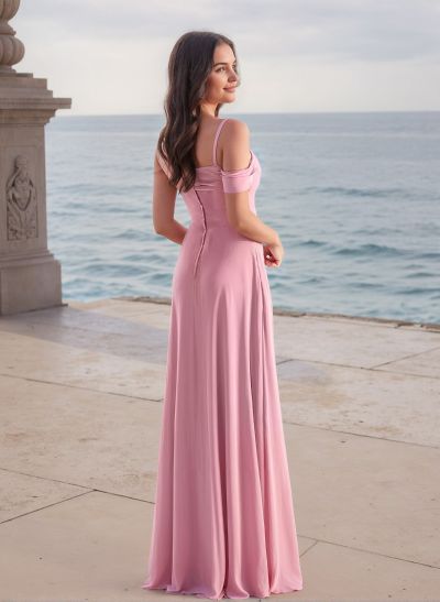 Sheath/Column Chiffon(Non-Stretch) Bridesmaid Dresses With High Split