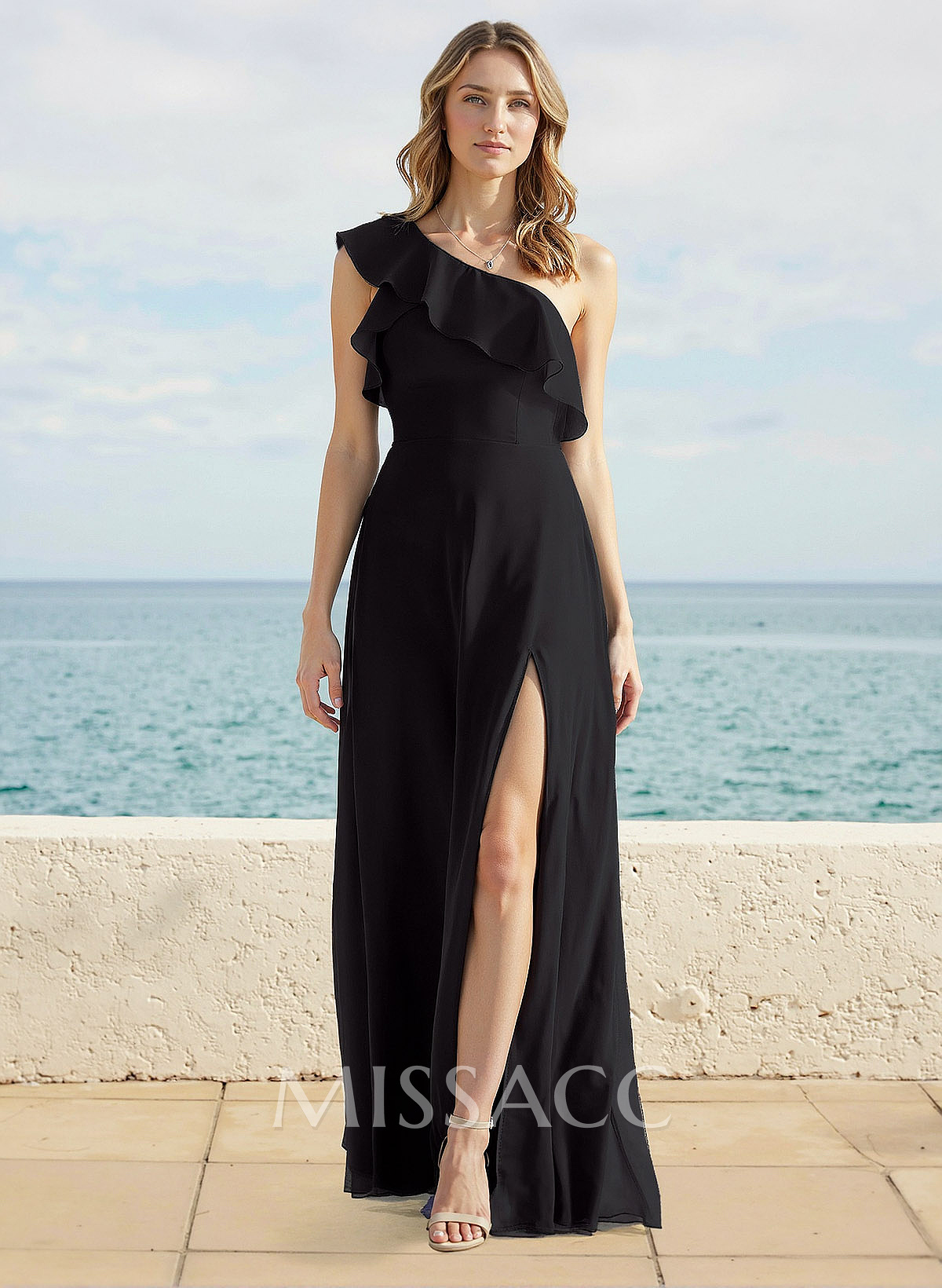 Sheath/Column Chiffon(Non-Stretch) Bridesmaid Dresses With Ruffle
