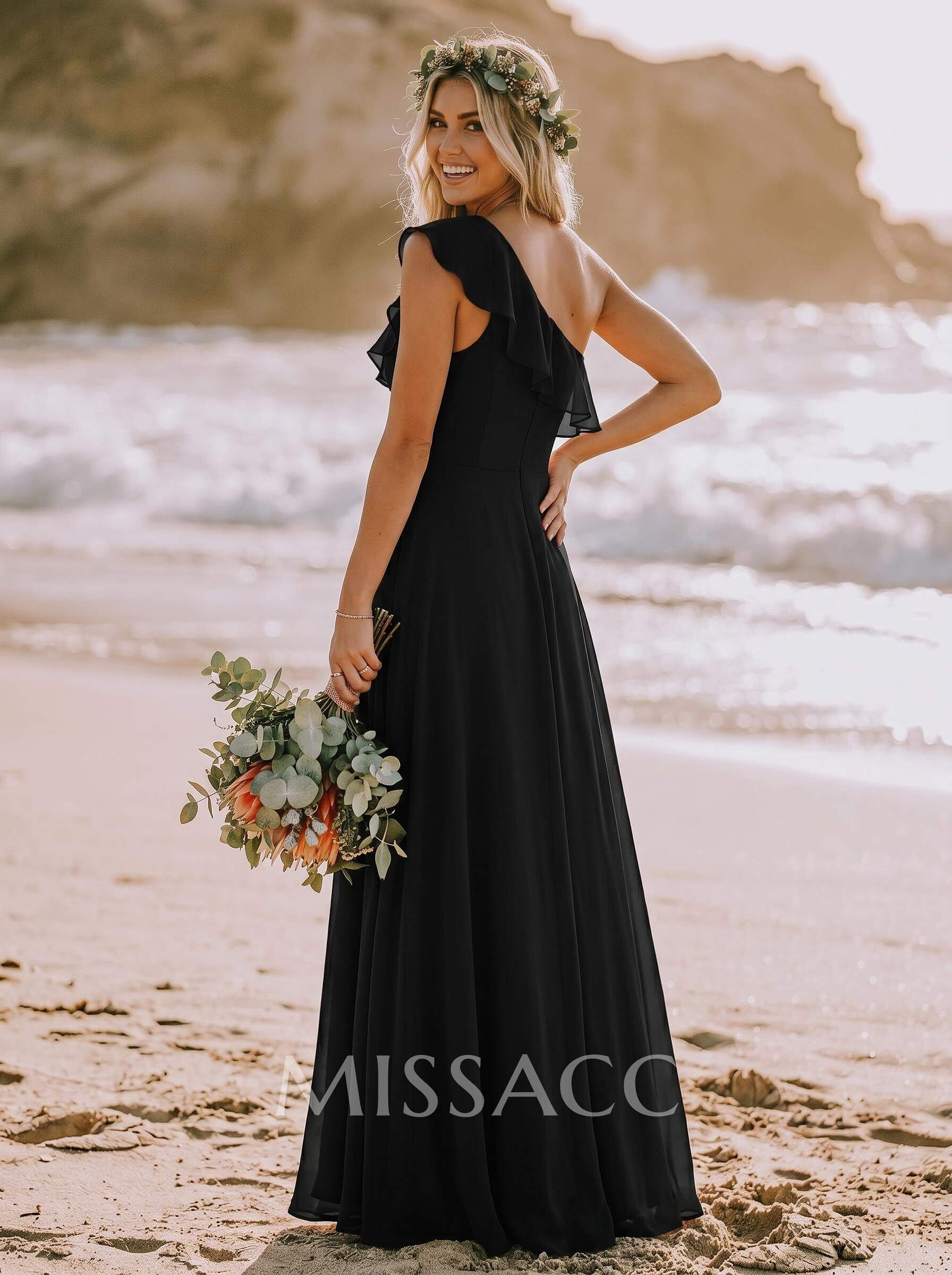 Sheath/Column Chiffon(Non-Stretch) Bridesmaid Dresses With Ruffle