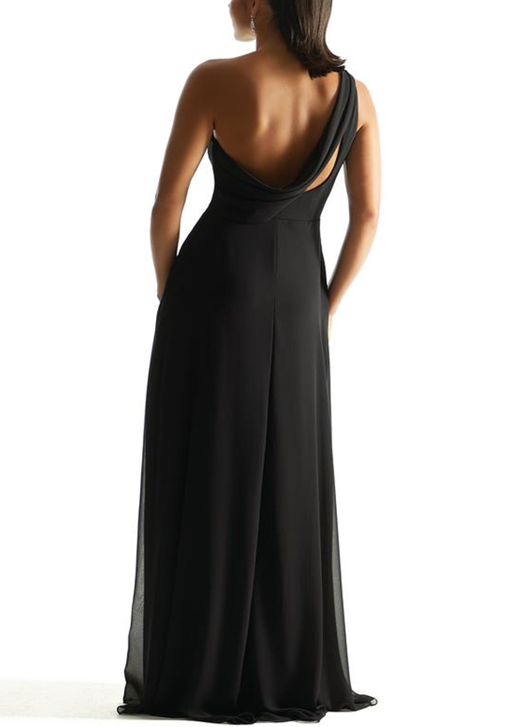 A-Line One-Shoulder Chiffon(Non-Stretch) Bridesmaid Dresses With High Split