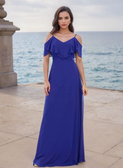 Sheath/Column V-Neck Sleeveless Chiffon(Non-Stretch) Bridesmaid Dresses